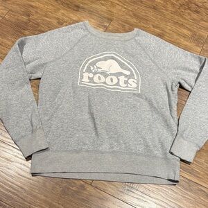 Roots Light Grey Crewneck Sweatshirt with White Logo